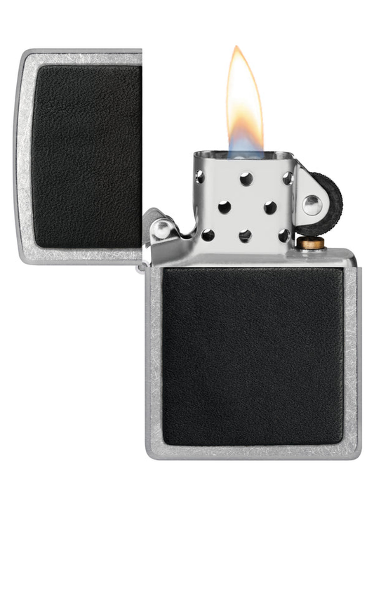 Zippo Street Chrome Black Leather Emblem