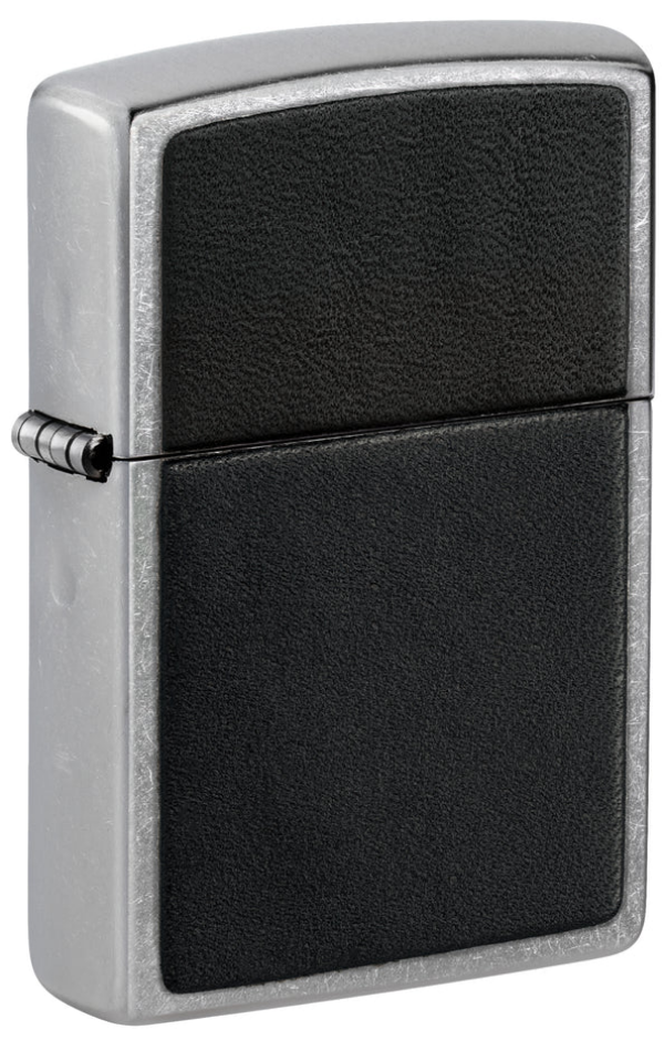 Zippo Street Chrome Black Leather Emblem