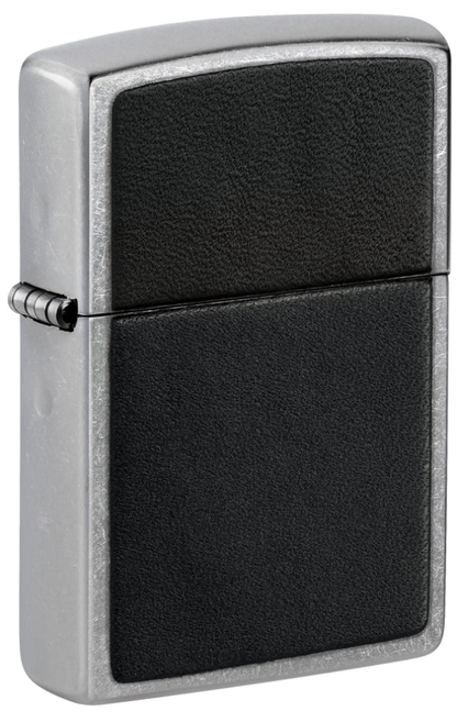 Zippo Street Chrome Black Leather Emblem