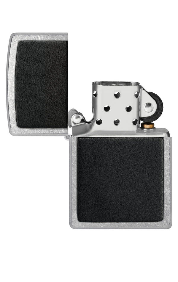 Zippo Street Chrome Black Leather Emblem