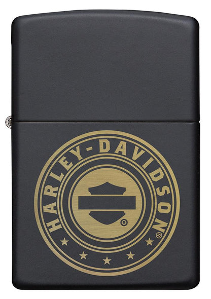 Front of Harley-Davidson® Laser Engrave Logo Black Matte Lighter